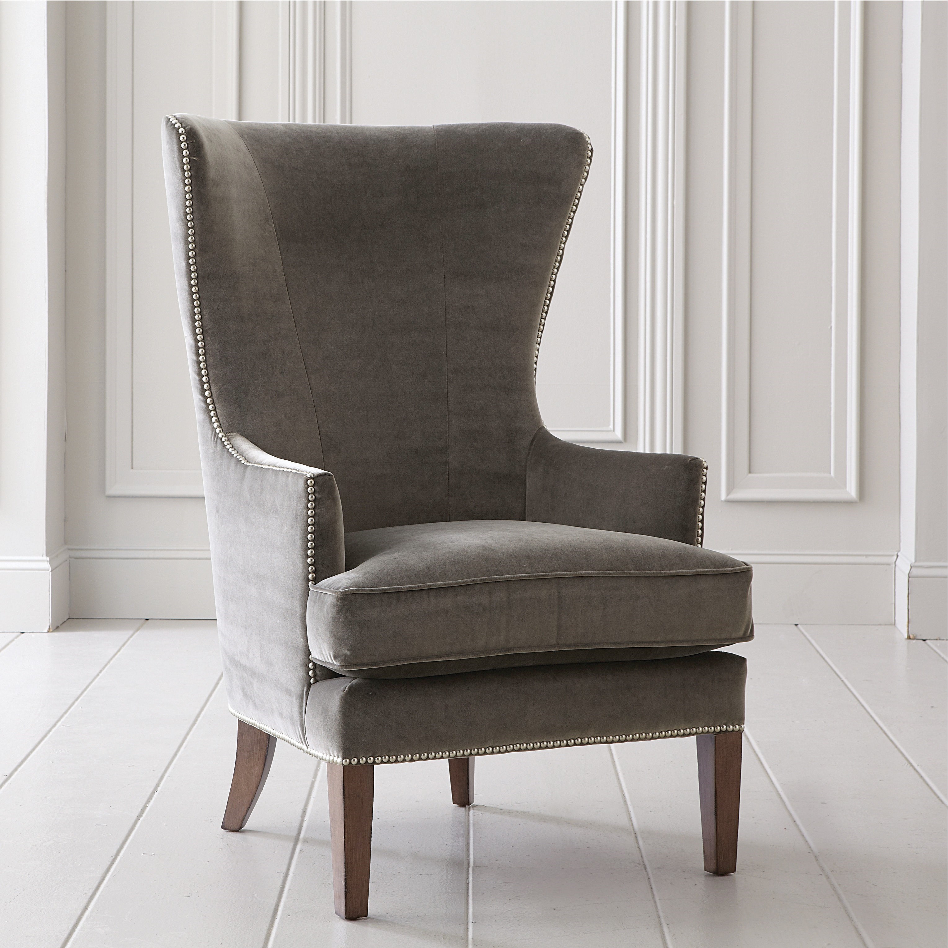 Bassett Whitney Contemporary Accent Chair with Curved Wing Design | Wayside Furniture 